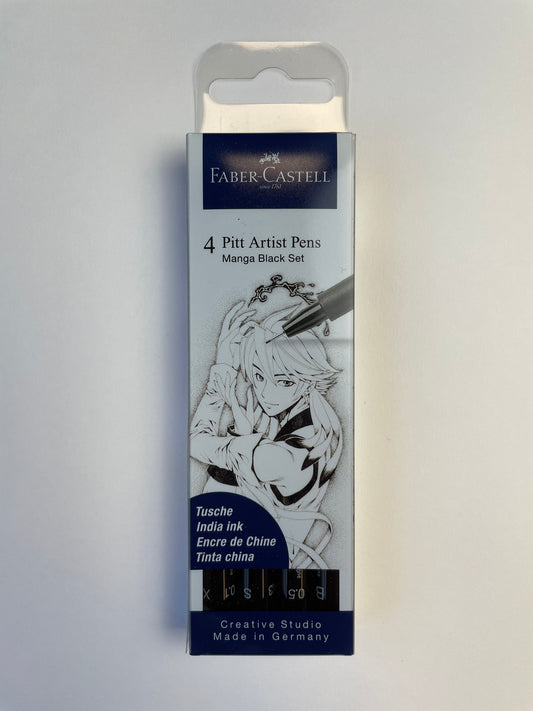 Faber Castell Pitt Artist Pen Wallet of 4 Manga Black Set