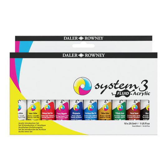 Daler Rowney System 3 Fluid Acrylic Set of 10